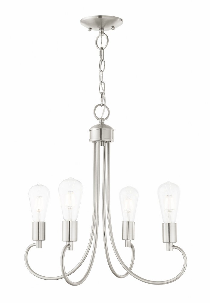 Livex Lighting-42924-91-Bari - 4 Light Chandelier in Bari Style - 20 Inches wide by 20 Inches high   Brushed Nickel Finish