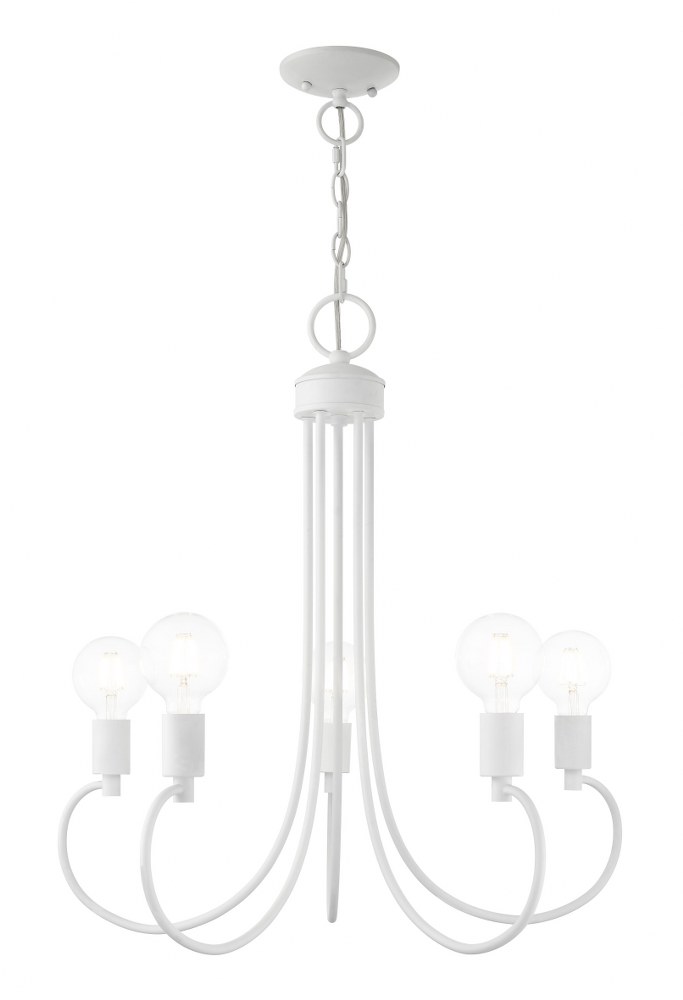 Livex Lighting-42925-03-Bari - 5 Light Chandelier in Bari Style - 25 Inches wide by 25.5 Inches high   White Finish