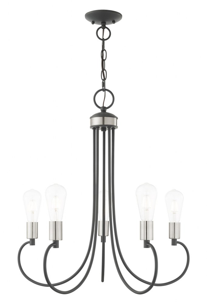 Livex Lighting-42925-76-Bari - 5 Light Chandelier in Bari Style - 25 Inches wide by 25.5 Inches high   Scandinavian Gray/Brushed Nickel Finish