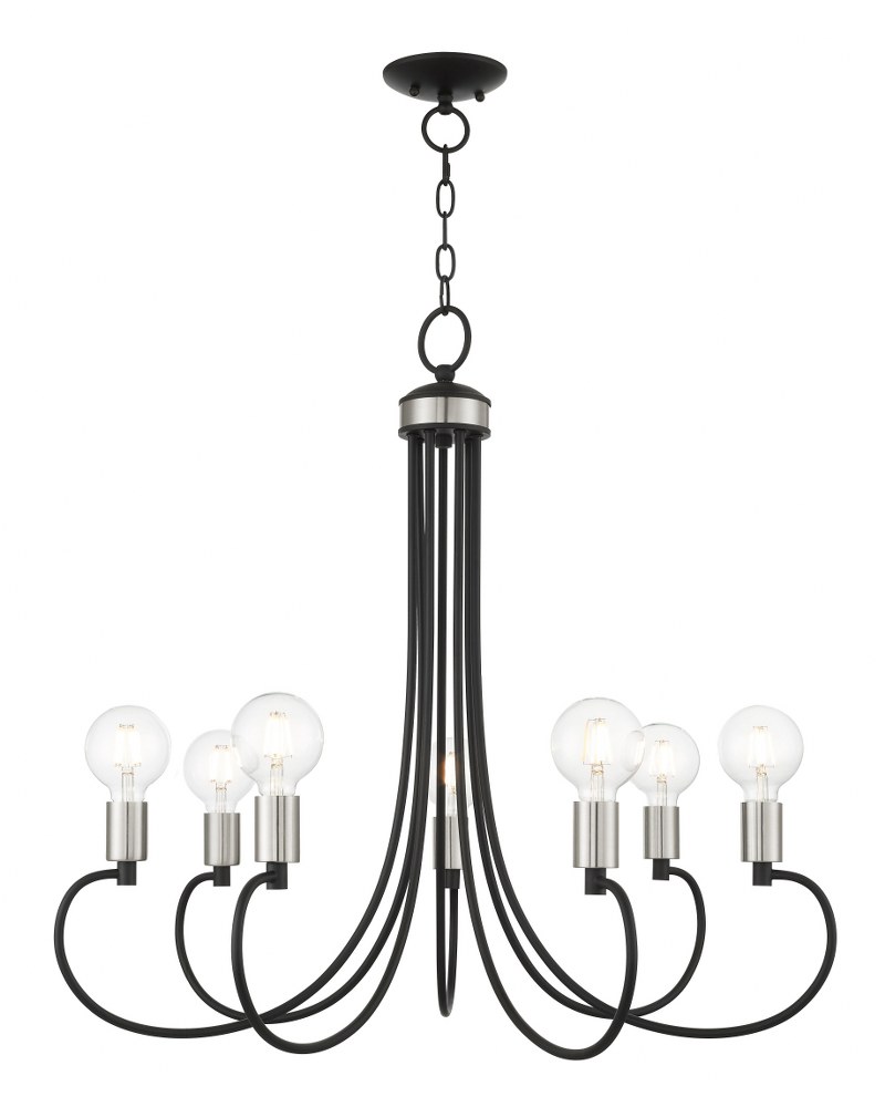 Livex Lighting-42927-04-Bari - 7 Light Chandelier in Bari Style - 30 Inches wide by 27.75 Inches high   Black/Brushed Nickel Finish