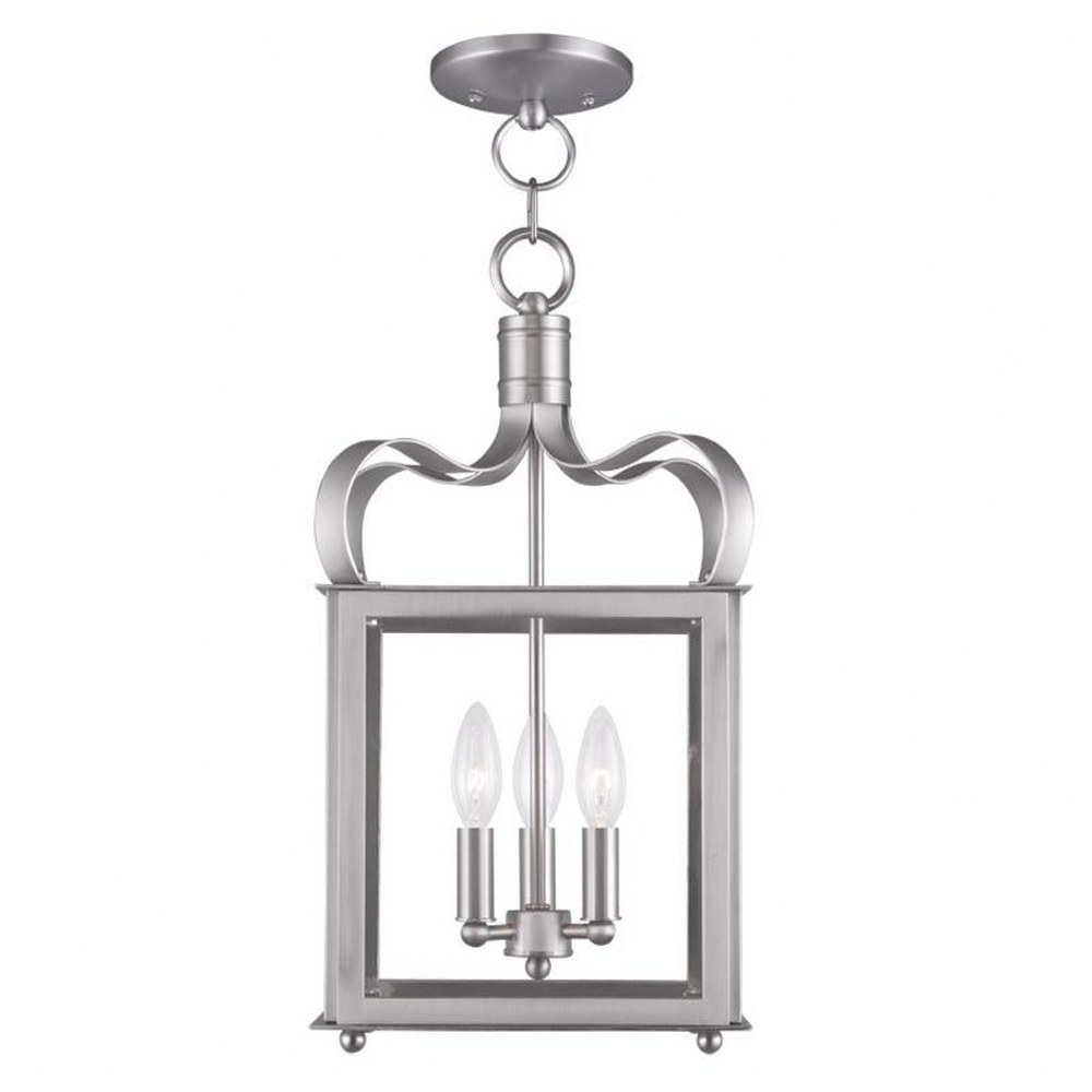 Livex Lighting-4313-91-Garfield - 3 Light Convertible Mini Pendant in Garfield Style - 10 Inches wide by 20 Inches high Brushed Nickel  Brushed Nickel Finish