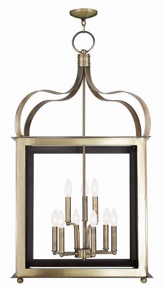 Livex Lighting-43180-01-Garfield - 9 Light Hanging Lantern in Garfield Style - 22 Inches wide by 41.75 Inches high Antique Brass  Brushed Nickel Finish