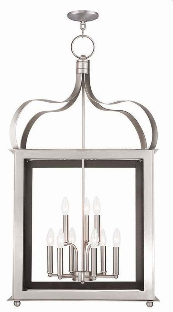 Livex Lighting-43180-91-Garfield - 9 Light Hanging Lantern in Garfield Style - 22 Inches wide by 41.75 Inches high Brushed Nickel  Brushed Nickel Finish