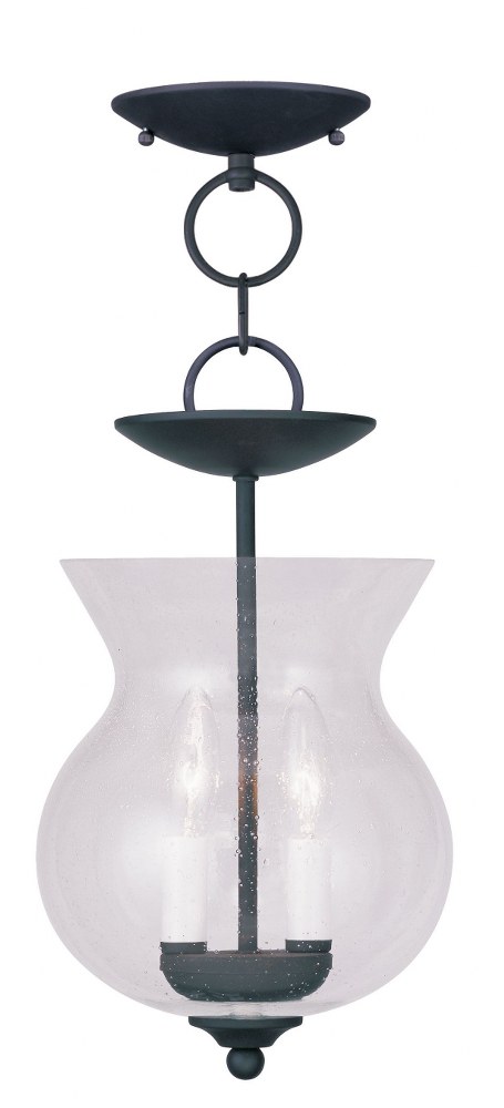 Livex Lighting-4392-04-Legacy - 2 Light Convertible Mini Pendant in Legacy Style - 8.25 Inches wide by 18 Inches high   Black Finish with Clear Seeded Glass