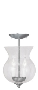 Livex Lighting-4392-91-Legacy - Two Light Convertible Semi-Flush Mount in Legacy Style - 8.25 Inches wide by 18 Inches high   Brushed Nickel Finish with Hand Blown Clear Seeded Glass