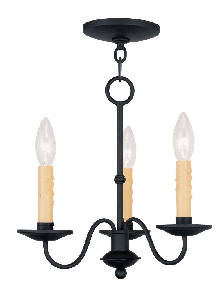 Livex Lighting-4463-04-Heritage - 3 Light Mini Chandelier in Heritage Style - 12.5 Inches wide by 12 Inches high   Black Finish