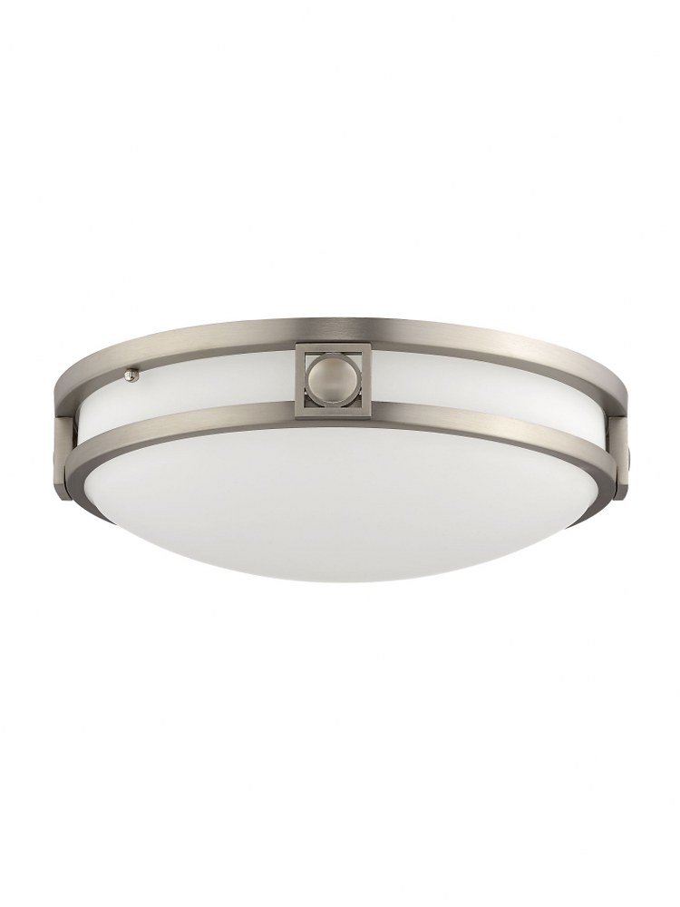 Livex Lighting-4487-91-Titania - 2 Light Flush Mount in Titania Style - 13 Inches wide by 4 Inches high Brushed Nickel  Brushed Nickel Finish with Satin White Glass