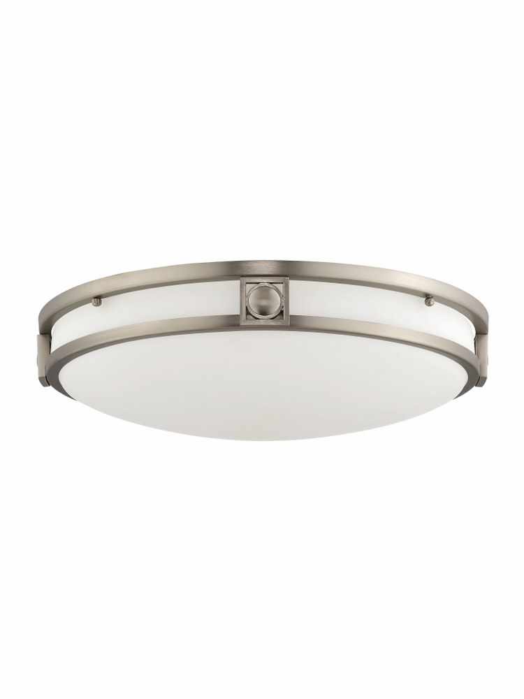 Livex Lighting-4488-91-Titania - 3 Light Flush Mount in Titania Style - 16 Inches wide by 4 Inches high Brushed Nickel  Brushed Nickel Finish with Satin White Glass