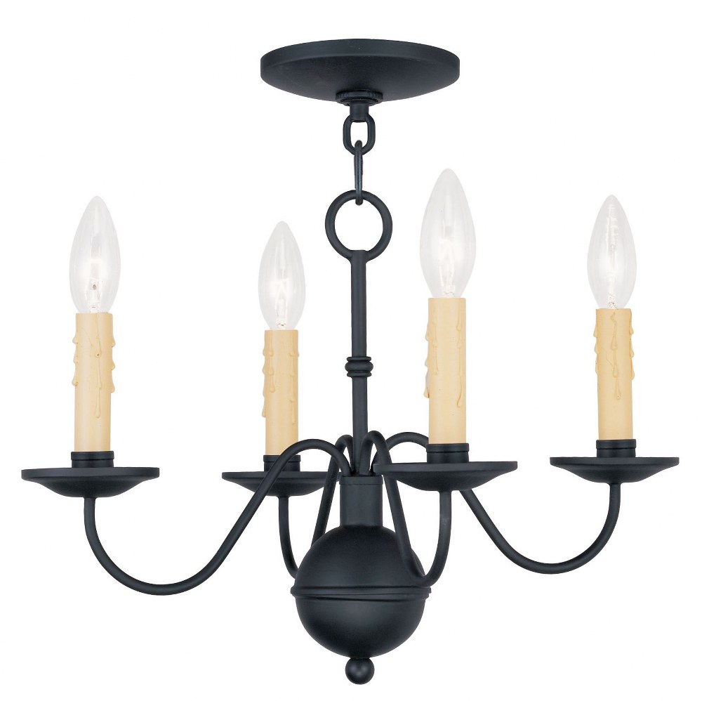 Livex Lighting-4494-04-Heritage - 4 Light Mini Chandelier in Heritage Style - 16.75 Inches wide by 12.5 Inches high   Black Finish