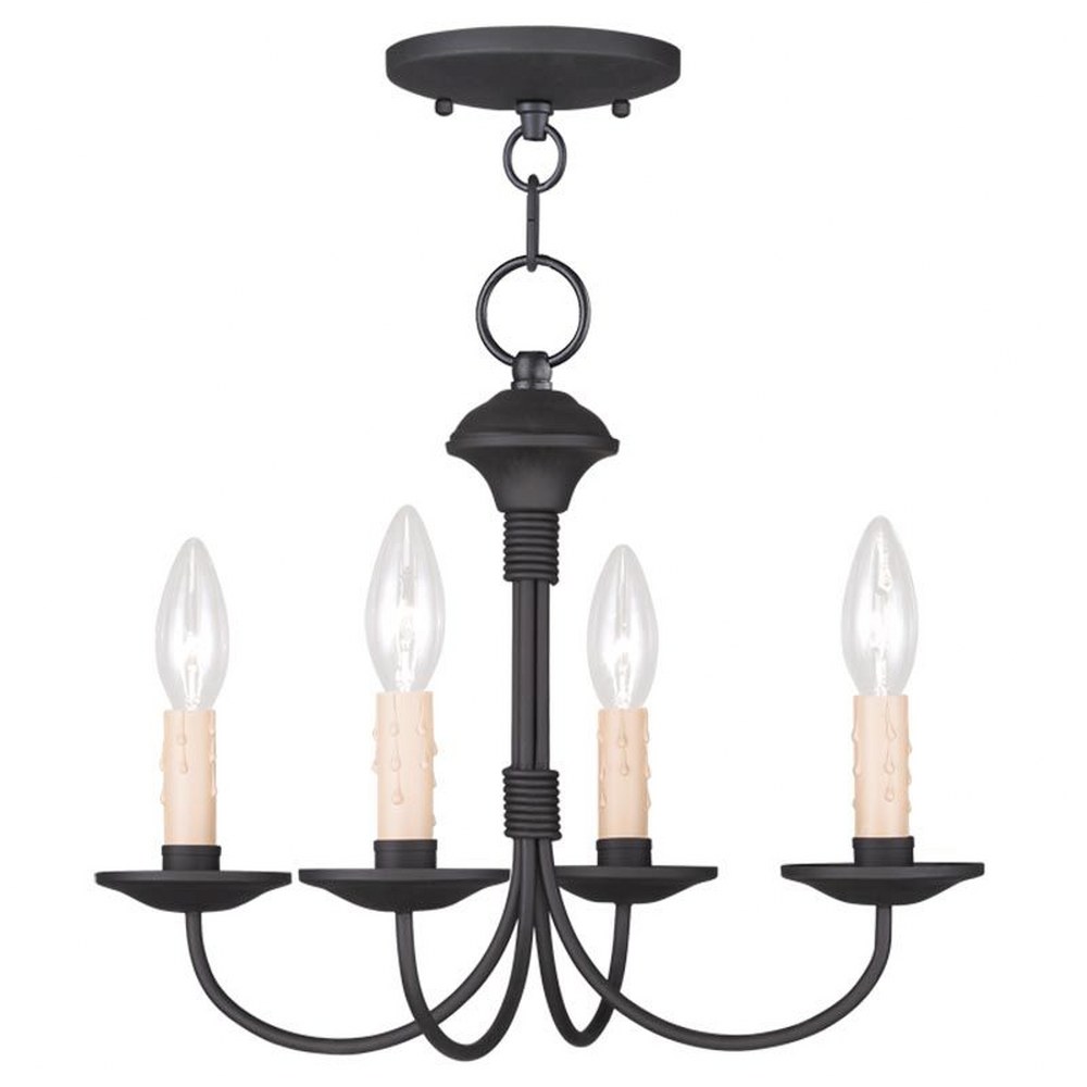 Livex Lighting-4524-04-Heritage - 4 Light Convertible Mini Chandelier in Heritage Style - 15 Inches wide by 12 Inches high   Black Finish