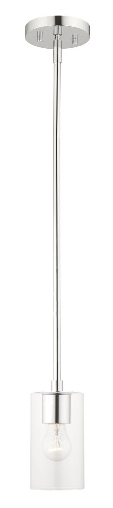 Livex Lighting-45477-05-Zurich - 1 Light Pendant in Zurich Style - 5 Inches wide by 16.25 Inches high   Polished Chrome Finish with Clear Glass