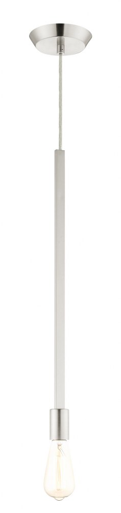 Livex Lighting-45831-91-Prague - 1 Light Pendant in Prague Style - 5.13 Inches wide by 24.5 Inches high   Brushed Nickel Finish