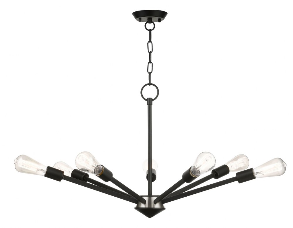 Livex Lighting-45837-04-Prague - 7 Light Chandelier in Prague Style - 29.25 Inches wide by 19.75 Inches high Black/Brushed Nickel Black/Brushed Nickel Finish