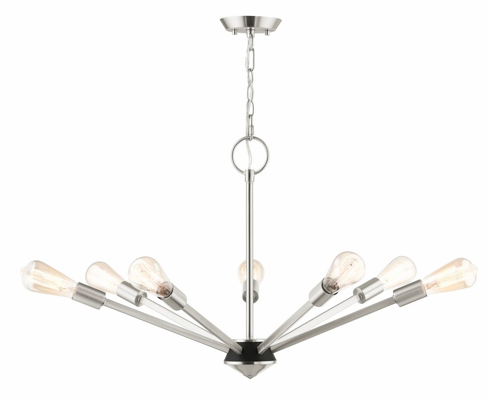 Livex Lighting-45837-91-Prague - 7 Light Chandelier in Prague Style - 29.25 Inches wide by 19.75 Inches high Brushed Nickel  Black/Brushed Nickel Finish