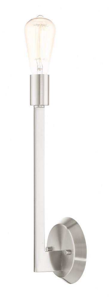 Livex Lighting-45839-91-Prague - 1 Light Wall Sconce in Prague Style - 5.13 Inches wide by 16 Inches high   Brushed Nickel Finish