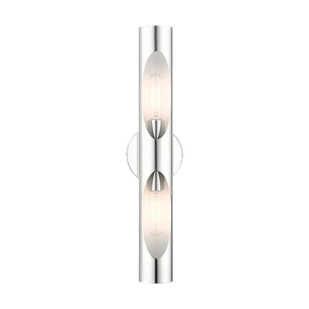 Livex Lighting-45892-05-Novato - 2 Light ADA Wall Sconce in Novato Style - 22 Inches wide by 5.13 Inches high Polished Chrome Polished Chrome Finish with Hand Welded Polished Chrome/Shiny White Shade
