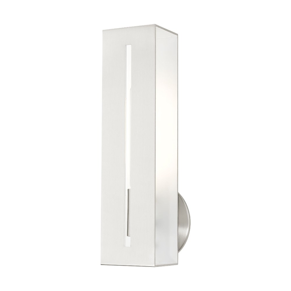 Livex Lighting-45953-91-Soma - 1 Light ADA Wall Sconce in Soma Style - 5 Inches wide by 14 Inches high Brushed Nickel Polished Chrome Finish with Hand Welded Polished Chrome/Shiny White Shade