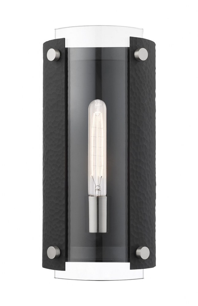 Livex Lighting-45990-04-Barcelona - 1 Light ADA Wall Sconce in Barcelona Style - 6 Inches wide by 16 Inches high   Black/Brushed Nickel Finish with Clear Glass