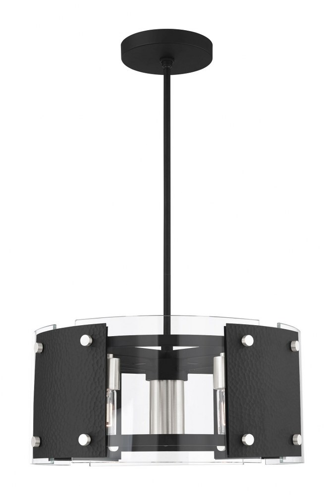 Livex Lighting-45994-04-Barcelona - 7 Light Pendant in Barcelona Style - 8 Inches wide by 17.75 Inches high   Black/Brushed Nickel Finish with Clear Glass