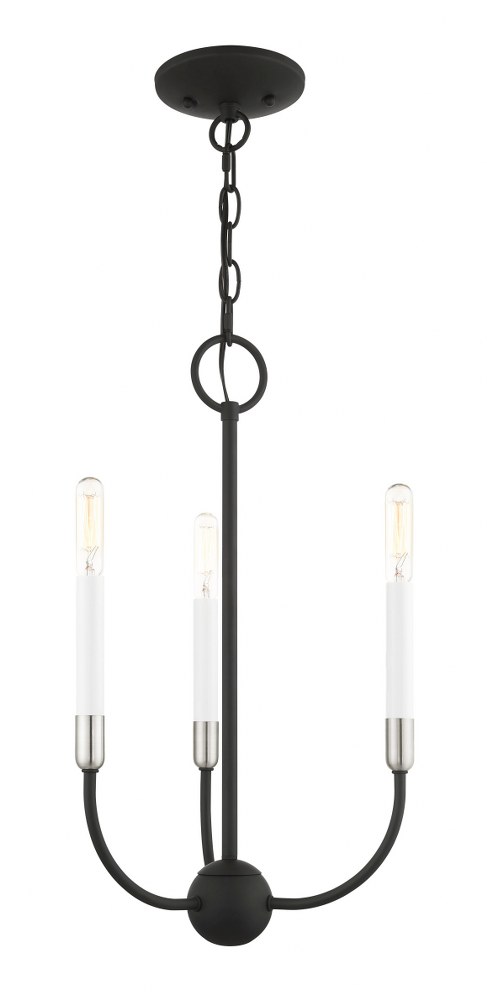 Livex Lighting-46063-04-Clairmont - 3 Light Chandelier in Clairmont Style - 12 Inches wide by 19 Inches high   Black/Brushed Nickel Finish