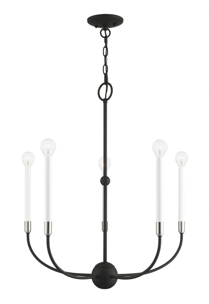 Livex Lighting-46065-04-Clairmont - 5 Light Chandelier in Clairmont Style - 24 Inches wide by 28 Inches high   Black/Brushed Nickel Finish