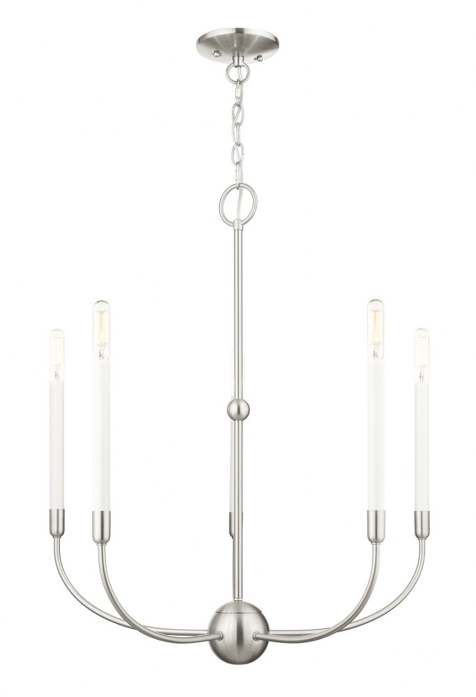 Livex Lighting-46065-91-Clairmont - 5 Light Chandelier in Clairmont Style - 24 Inches wide by 28 Inches high   Brushed Nickel Finish
