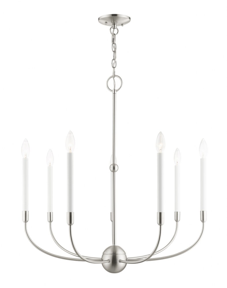 Livex Lighting-46067-91-Clairmont - 7 Light Chandelier in Clairmont Style - 28 Inches wide by 30 Inches high   Brushed Nickel Finish