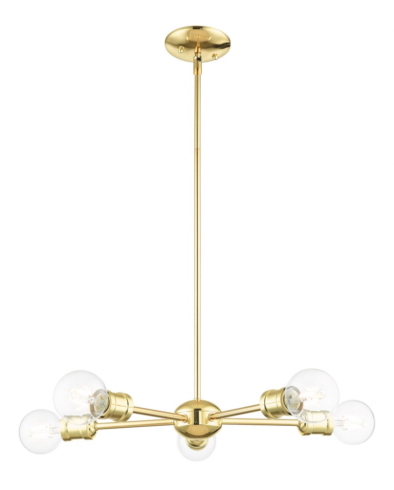 Livex Lighting-46135-02-Lansdale - 5 Light Chandelier in Lansdale Style - 19 Inches wide by 11.25 Inches high   Polished Brass Finish