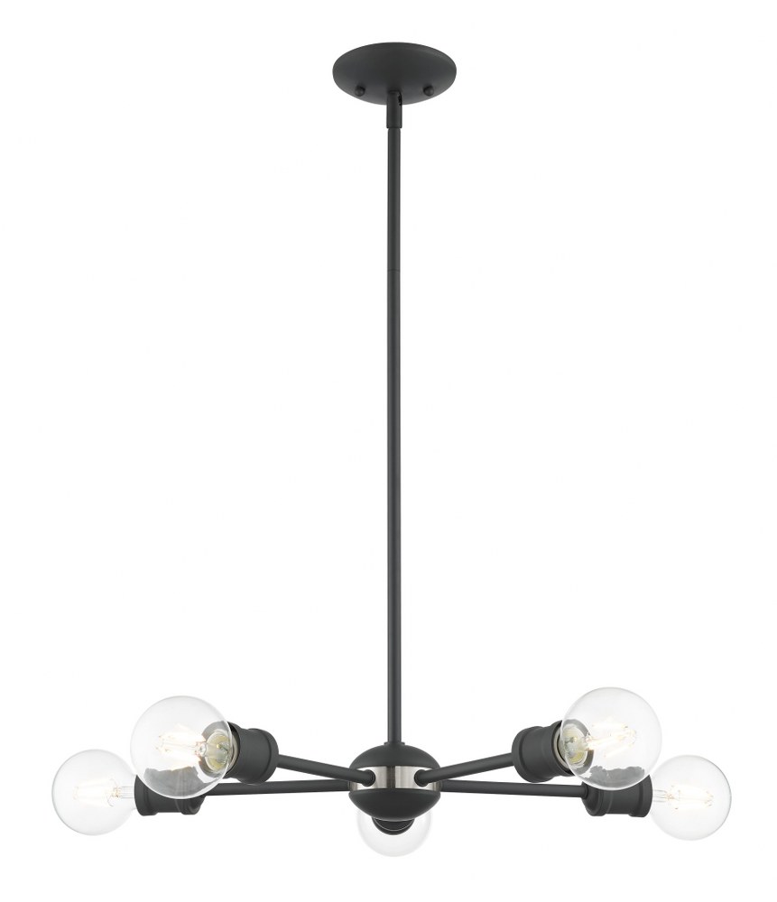 Livex Lighting-46135-76-Lansdale - 5 Light Chandelier in Lansdale Style - 19 Inches wide by 11.25 Inches high   Scandinavian Gray Finish