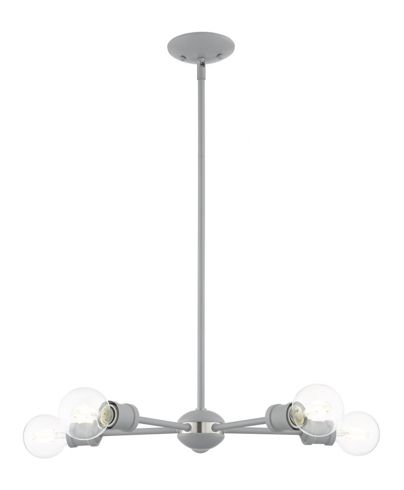 Livex Lighting-46135-80-Lansdale - 5 Light Chandelier in Lansdale Style - 19 Inches wide by 11.25 Inches high   Nordic Gray/Brushed Nickel Finish