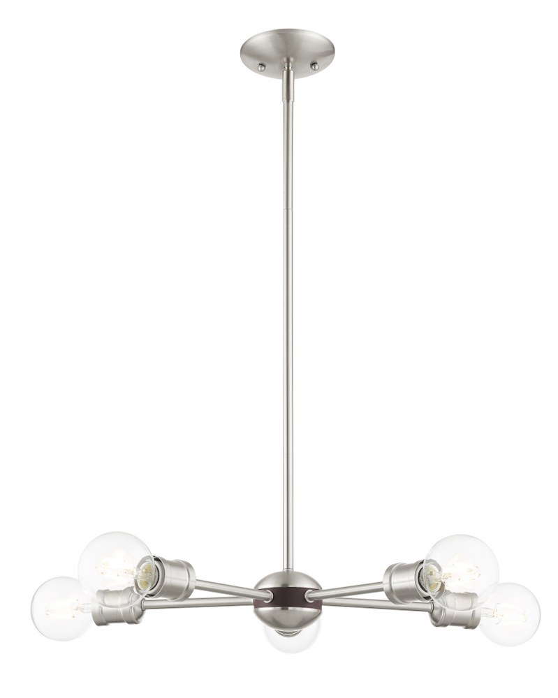 Livex Lighting-46135-91-Lansdale - 5 Light Chandelier in Lansdale Style - 19 Inches wide by 11.25 Inches high   Brushed Nickel/Bronze Finish