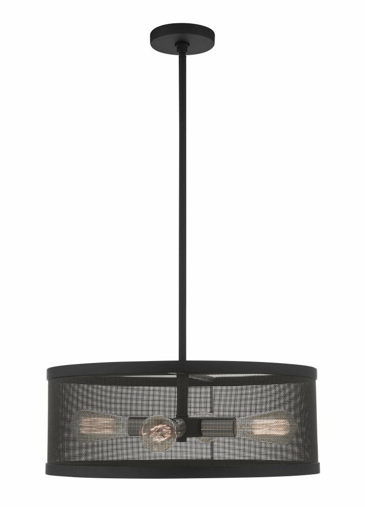 Livex Lighting-46214-04-Industro - 4 Light Chandelier in Industro Style - 20 Inches wide by 16 Inches high Black/Brushed Nickel Black/Brushed Nickel Finish with Black Stainless Mesh Shade