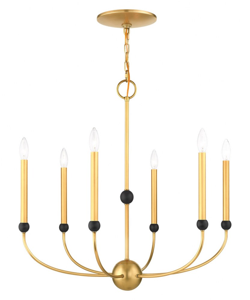Livex Lighting-46316-08-Cortlandt - 6 Light Chandelier in Cortlandt Style - 28 Inches wide by 28 Inches high   Natural Brass/Bronze Finish