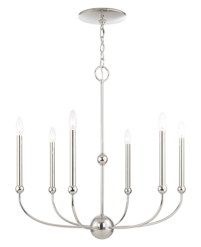 Livex Lighting-46316-35-Cortlandt - 6 Light Chandelier in Cortlandt Style - 28 Inches wide by 28 Inches high   Polished Nickel Finish