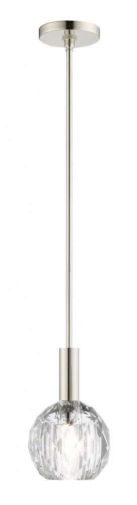 Livex Lighting-46321-35-Whitfield - 1 Light Pendant in Whitfield Style - 6.5 Inches wide by 17.75 Inches high   Polished Nickel Finish with Clear Crystal