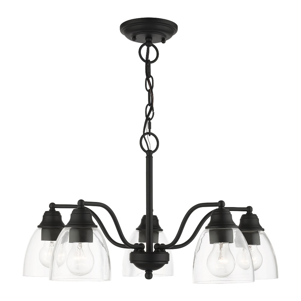 Livex Lighting-46335-04-Montgomery - 5 Light Chandelier in Montgomery Style - 24 Inches wide by 13.25 Inches high Black Black Finish with Clear Glass