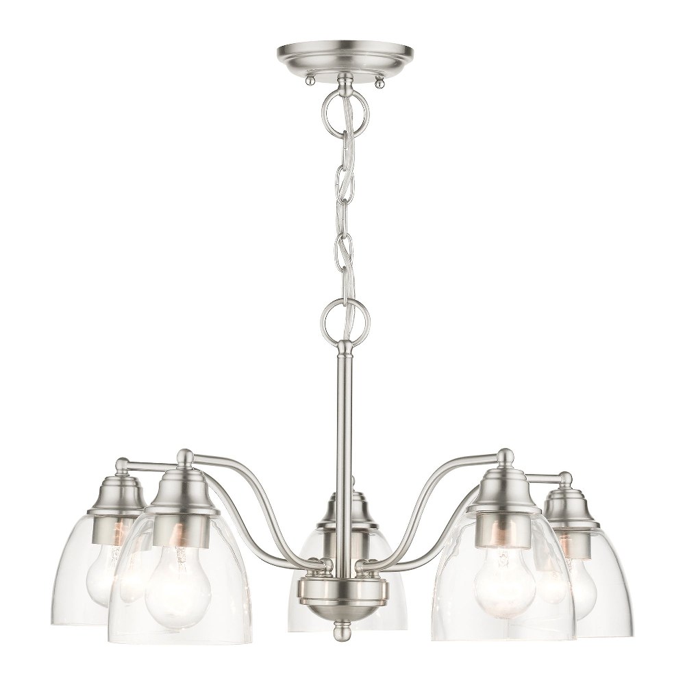Livex Lighting-46335-91-Montgomery - 5 Light Chandelier in Montgomery Style - 24 Inches wide by 13.25 Inches high Brushed Nickel Black Finish with Clear Glass