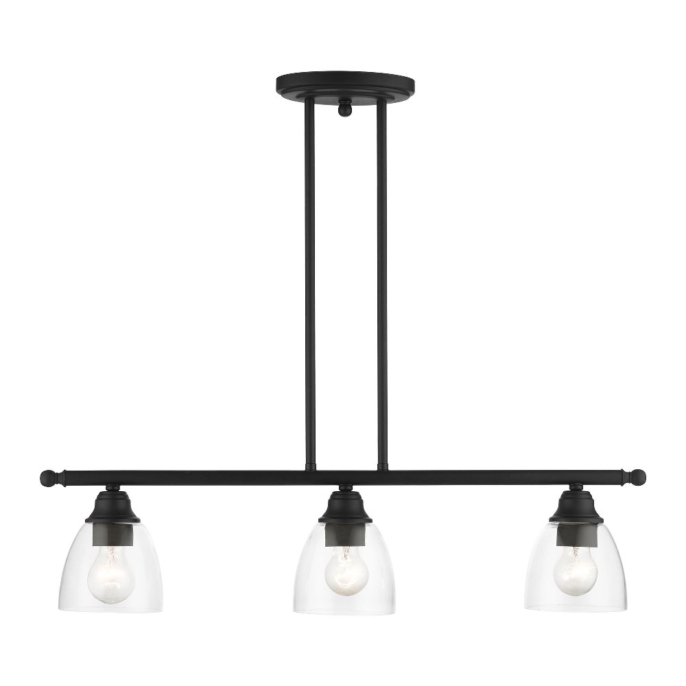 Livex Lighting-46337-04-Montgomery - 3 Light Linear Chandelier In Transitional Style-14.25 Inches Tall and 5 Inches Wide Black Black Finish with Clear Glass