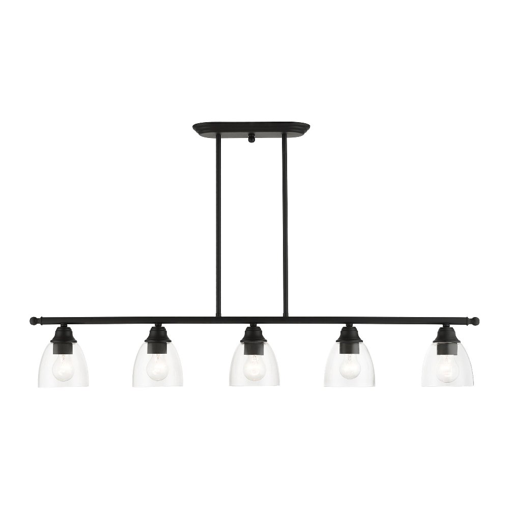 Livex Lighting-46338-04-Montgomery - 5 Light Linear Chandelier in Montgomery Style - 5 Inches wide by 14.25 Inches high Black Black Finish with Clear Glass