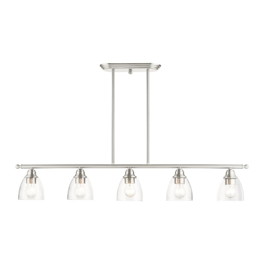 Livex Lighting-46338-91-Montgomery - 5 Light Linear Chandelier in Montgomery Style - 5 Inches wide by 14.25 Inches high Brushed Nickel Black Finish with Clear Glass