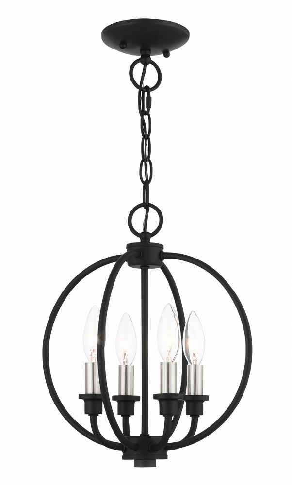 Livex Lighting-4664-04-Milania - 4 Light Chain Lantern in Milania Style - 12.5 Inches wide by 14.5 Inches high   Black/Brushed Nickel Finish