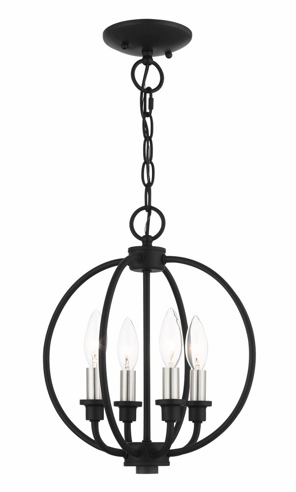 Livex Lighting-4664-04-Milania - 4 Light Chain Lantern in Milania Style - 12.5 Inches wide by 14.5 Inches high Black  Brushed Nickel Finish