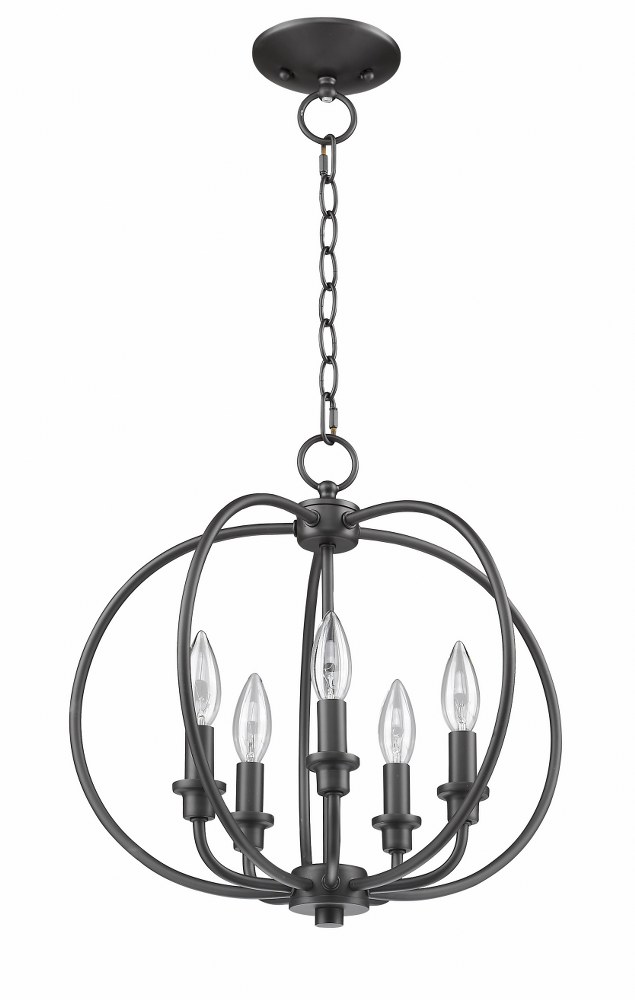 Livex Lighting-4665-07-Milania - 5 Light Chain Lantern in Milania Style - 16 Inches wide by 15.25 Inches high Bronze  Brushed Nickel Finish