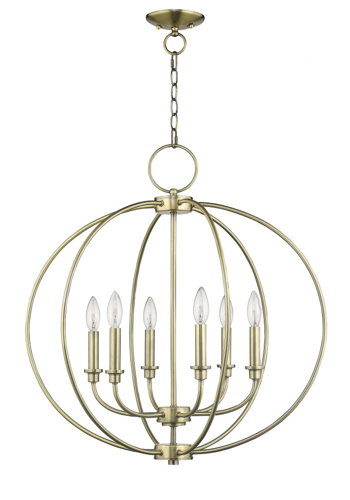 Livex Lighting-4666-01-Milania - 6 Light Chandelier in Milania Style - 25 Inches wide by 26 Inches high Antique Brass  Brushed Nickel Finish