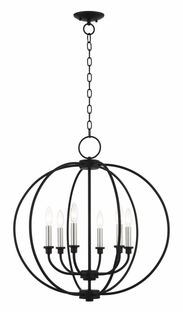 Livex Lighting-4666-04-Milania - 6 Light Chandelier in Milania Style - 25 Inches wide by 26 Inches high   Black/Brushed Nickel Finish