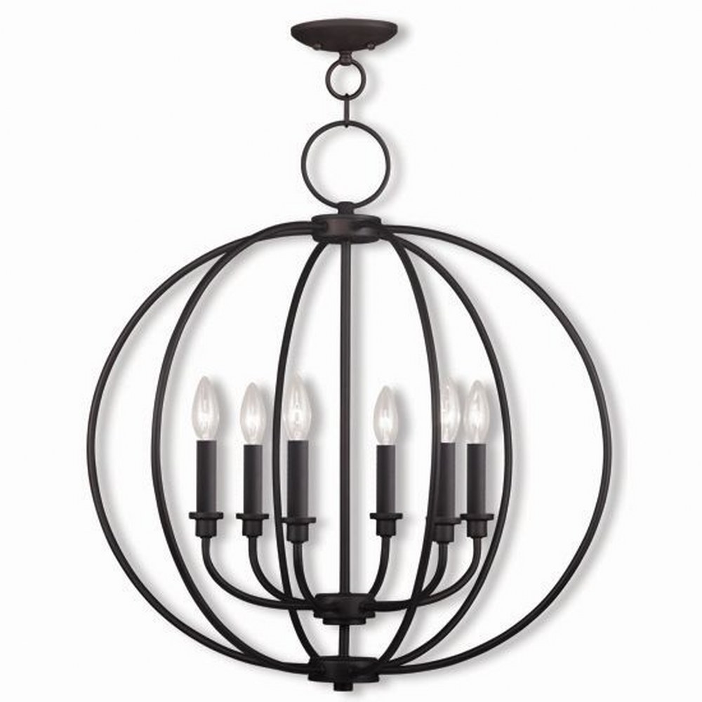 Livex Lighting-4666-07-Milania - 6 Light Chandelier in Milania Style - 25 Inches wide by 26 Inches high Bronze  Brushed Nickel Finish