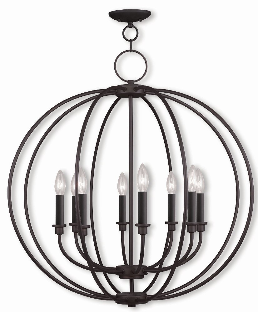 Livex Lighting-4668-07-Milania - 8 Light Chandelier in Milania Style - 28 Inches wide by 29.5 Inches high Bronze  Brushed Nickel Finish