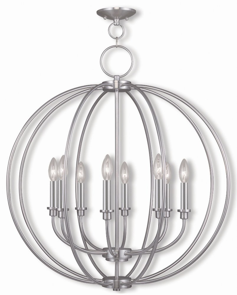 Livex Lighting-4668-91-Milania - 8 Light Chandelier in Milania Style - 28 Inches wide by 29.5 Inches high Brushed Nickel  Brushed Nickel Finish