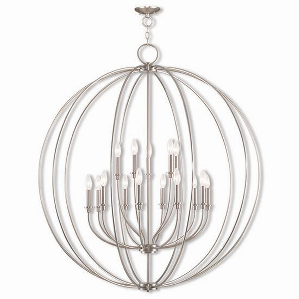 Livex Lighting-46690-91-Milania - 15 Light Foyer Chandelier in Milania Style - 42 Inches wide by 47.5 Inches high Brushed Nickel  Brushed Nickel Finish