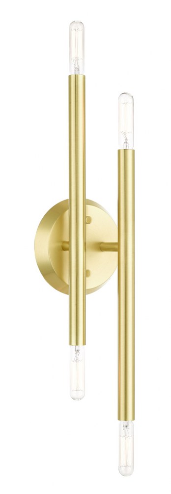 Livex Lighting-46771-12-Soho - 4 Light ADA Wall Sconce In Modern Style-17 Inches Tall and 5.13 Inches Wide Satin Brass  Polished Chrome Finish